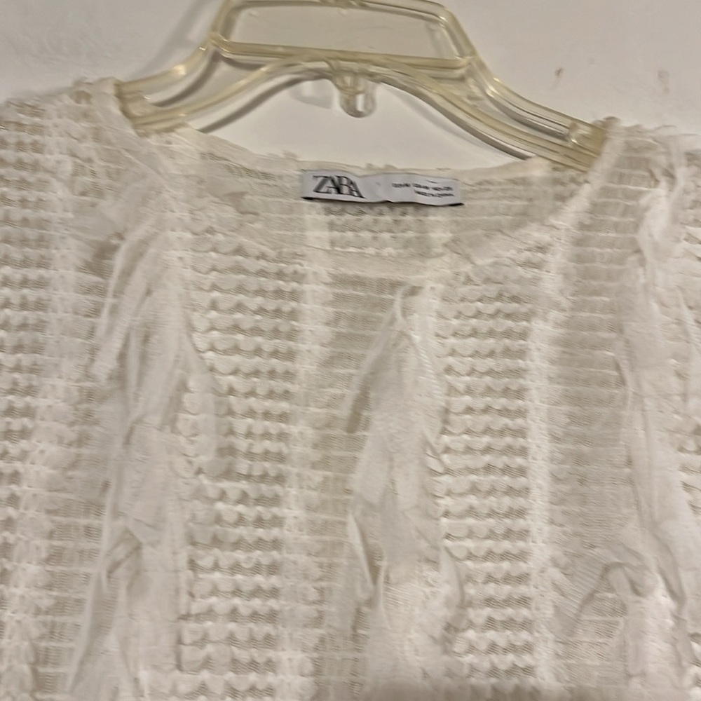 Zara Cream Color Multi Pattern Top - image 3